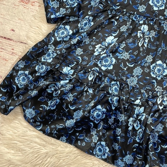 NWT NSR Navy Blue Floral Print Mila Tiered Ruffle Mini Dress - Picture 9 of 11